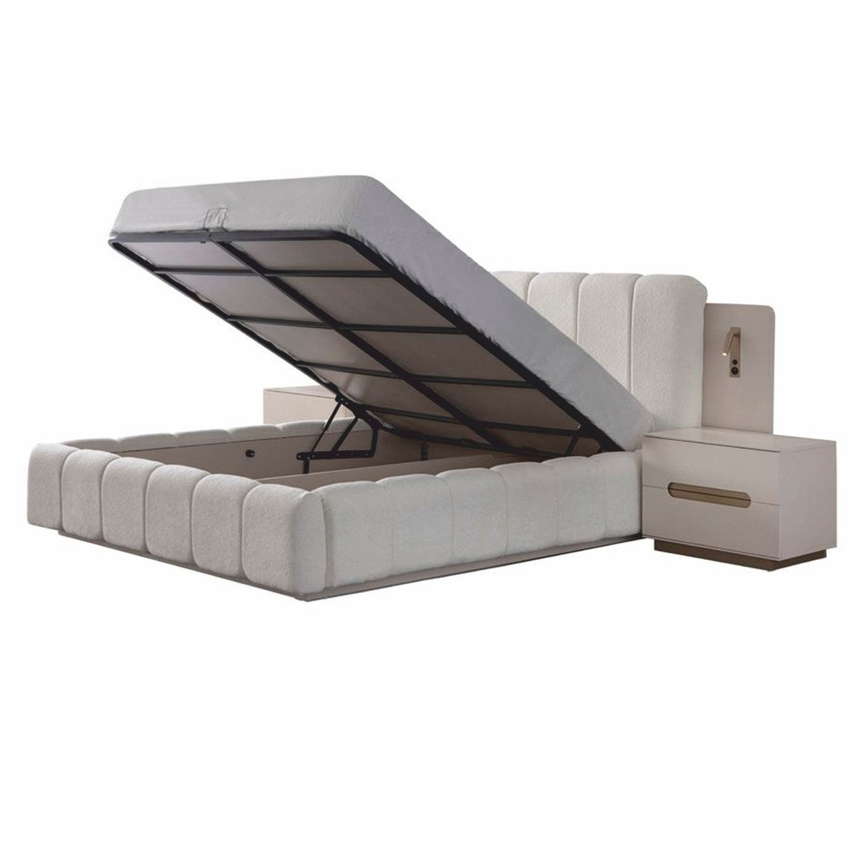 Juego de dormitorio de lujo Casa Padrino blanco / gris - 1 cama doble y 2 mesitas de noche - Imagen 7