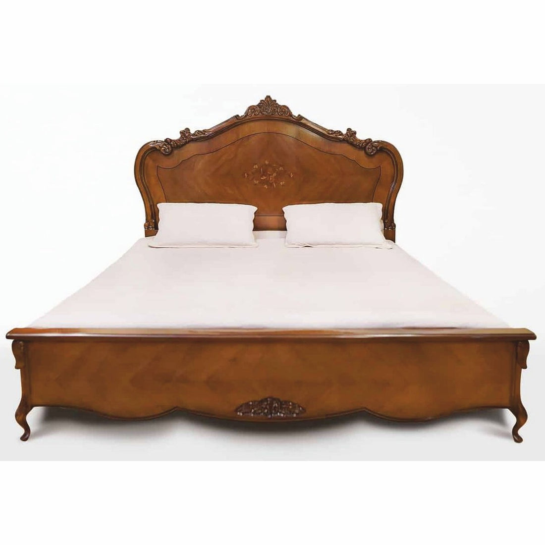 Cama doble barroca de lujo marrón Casa Padrino-Muebles de dormitorio de estilo barroco hechos a mano
