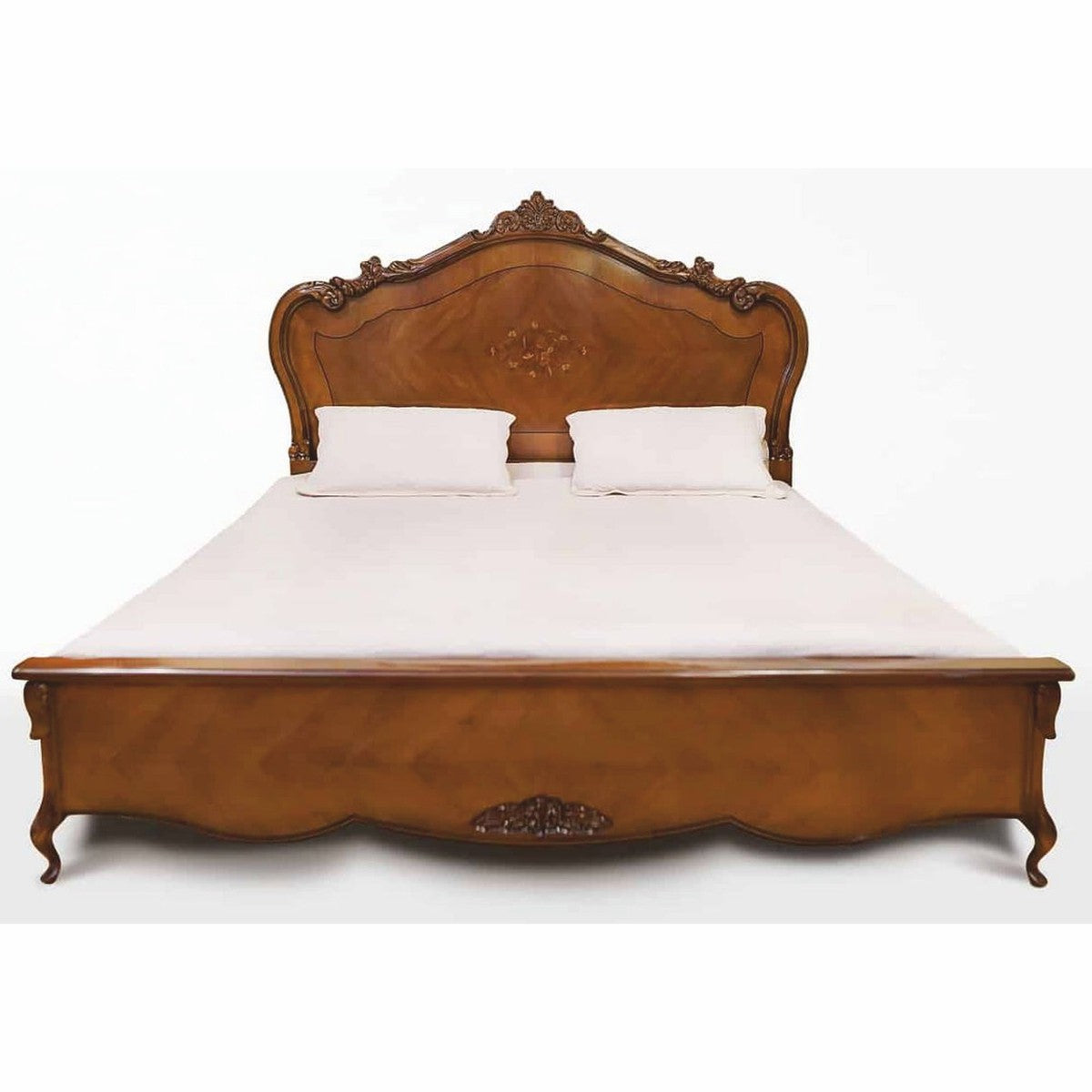 Cama doble barroca de lujo marrón Casa Padrino-Muebles de dormitorio de estilo barroco hechos a mano - Imagen 2
