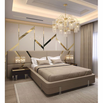 Casa Padrino cama doble de lujo beige / dorado / plateado - Muebles de hotel y dormitorio