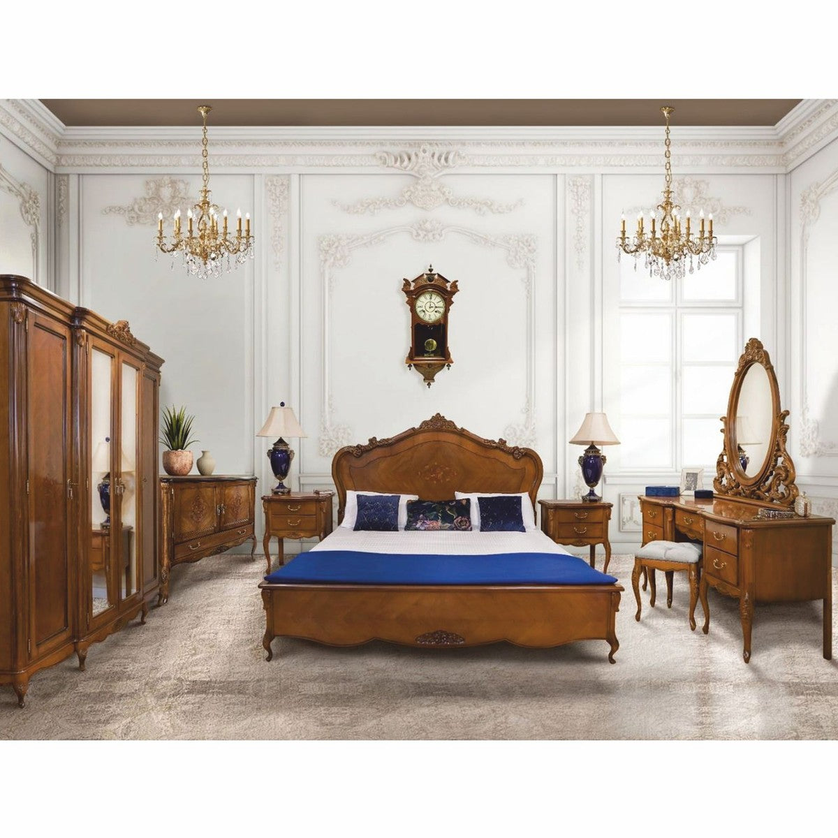 Cama doble barroca de lujo marrón Casa Padrino-Muebles de dormitorio de estilo barroco hechos a mano - Imagen 3