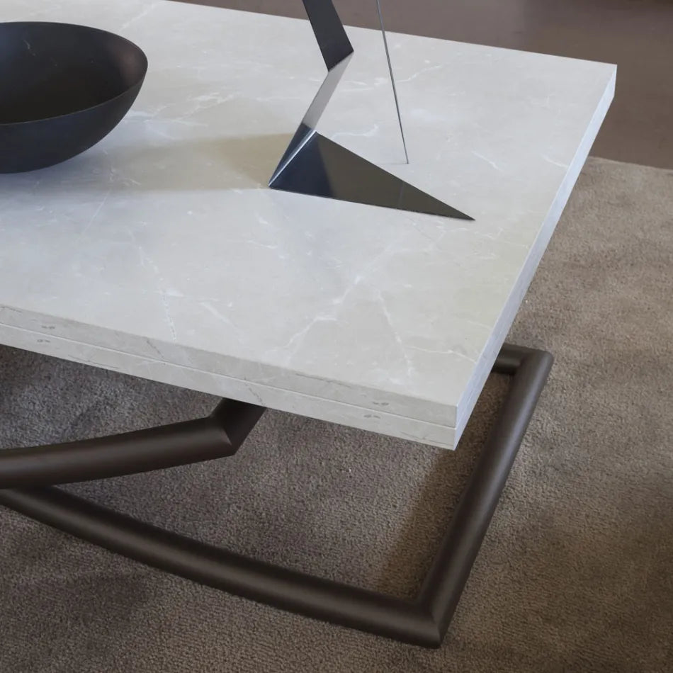 Mesa de centro convertible en mesa de comedor de madera Made in Italy-Aikido - Decoración Moderna - Imagen 2