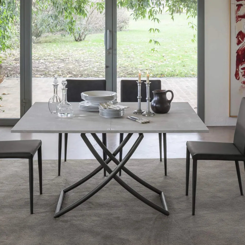 Mesa de centro convertible en mesa de comedor de madera Made in Italy-Aikido - Decoración Moderna - Imagen 3