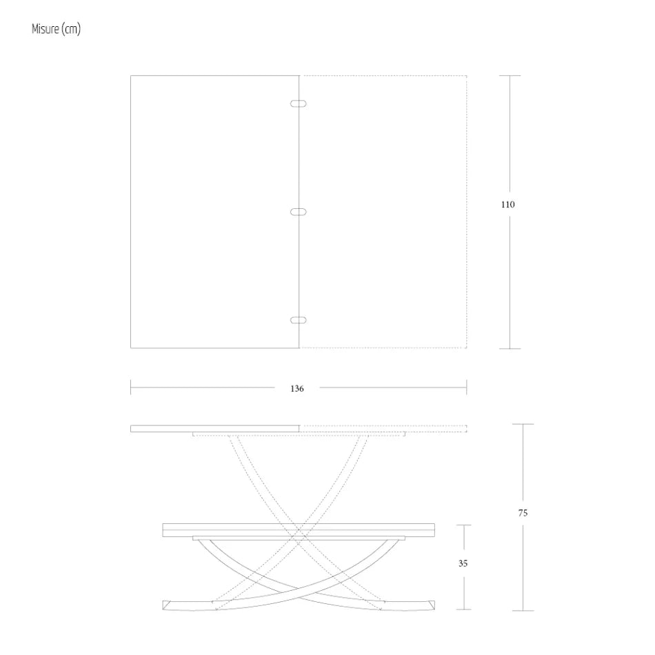 Mesa de centro convertible en mesa de comedor de madera Made in Italy-Aikido - Decoración Moderna - Imagen 5