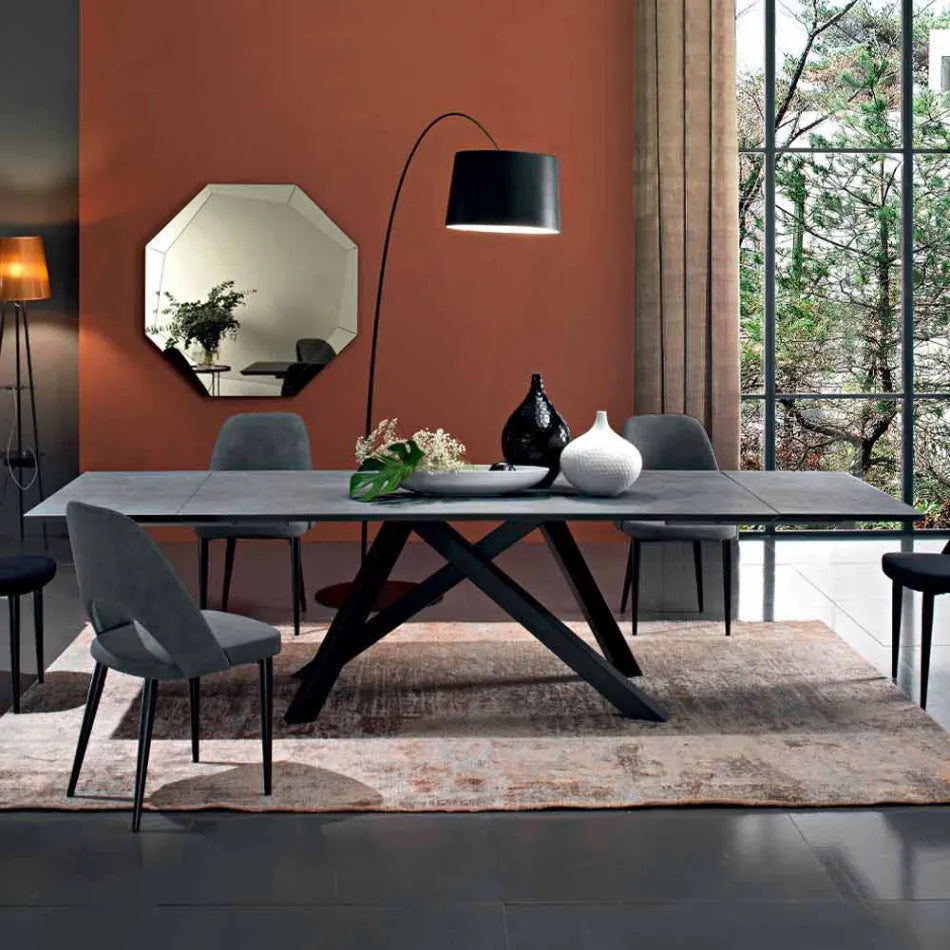 Contemporáneo Mesa de comedor extensible hasta 300 cm en laminado Made in Italy-Settimmio - Alta Calidad