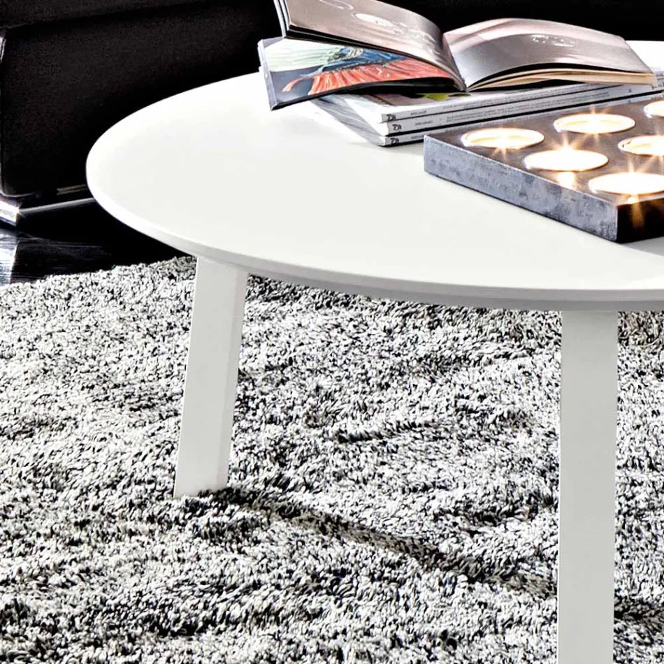 Diseño Mesa de centro con tapa redonda de Mdf lacado Made in Italy-Tobiko - Confort Superior