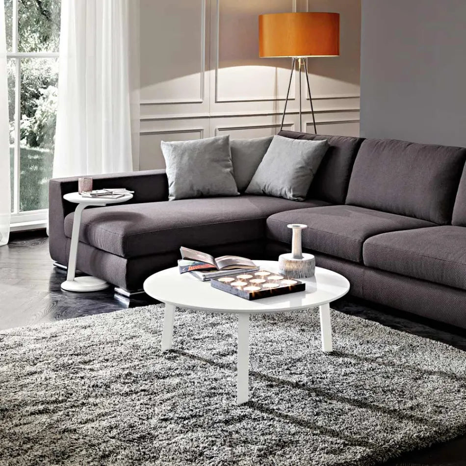 Diseño Mesa de centro con tapa redonda de Mdf lacado Made in Italy-Tobiko - Confort Superior - Imagen 3
