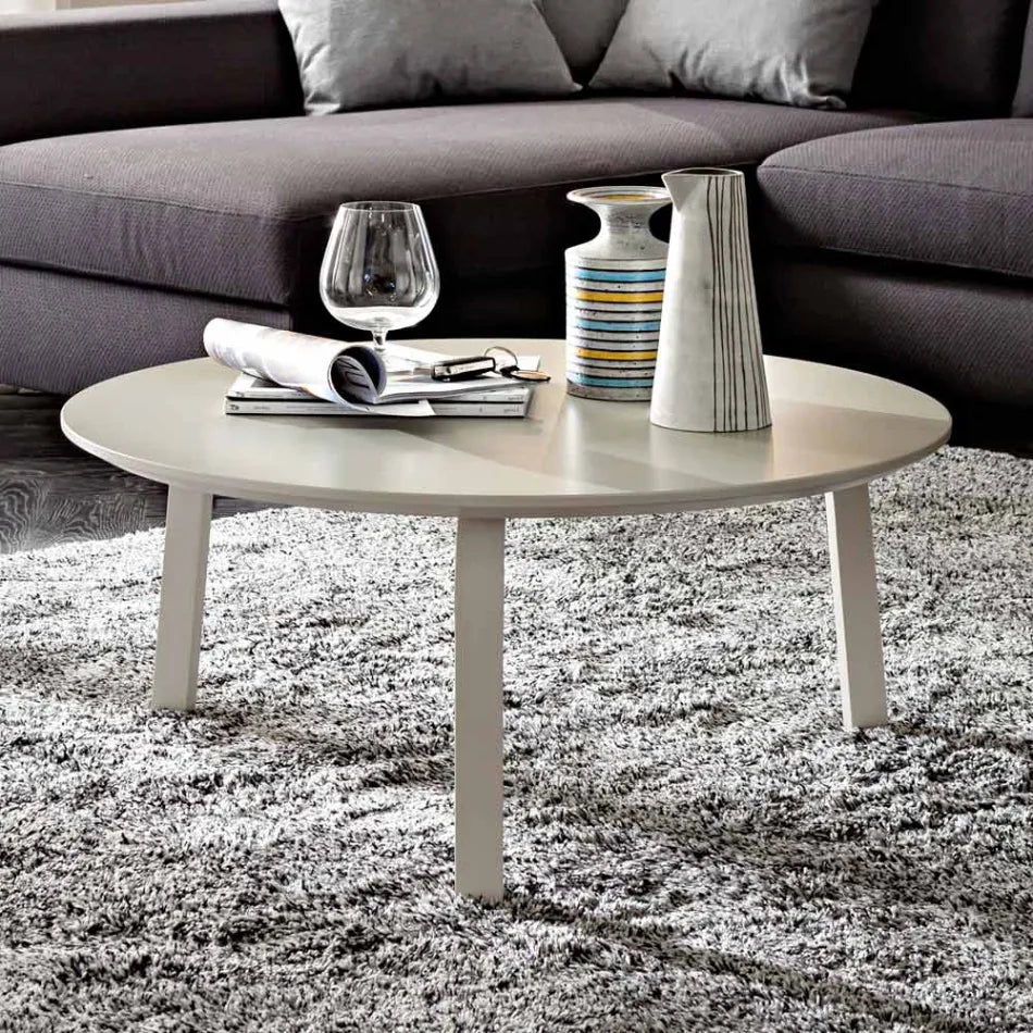 Diseño Mesa de centro con tapa redonda de Mdf lacado Made in Italy-Tobiko - Confort Superior - Imagen 4