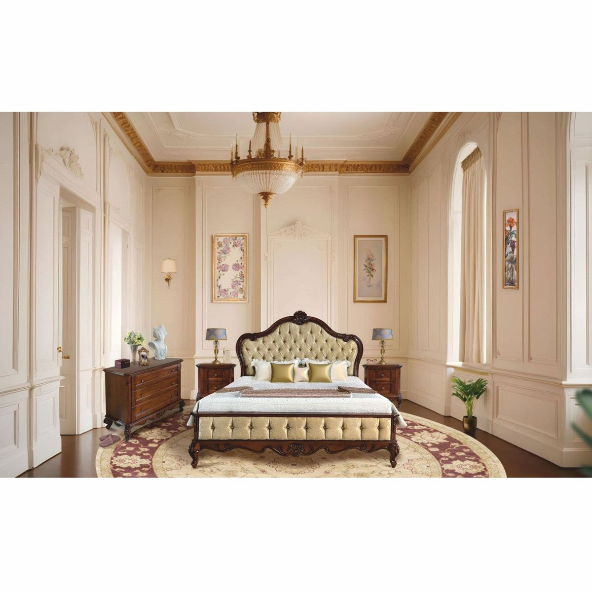 Casa Padrino cama doble barroca de lujo dorada / marrón oscuro-Muebles barrocos para dormitorio - Imagen 4