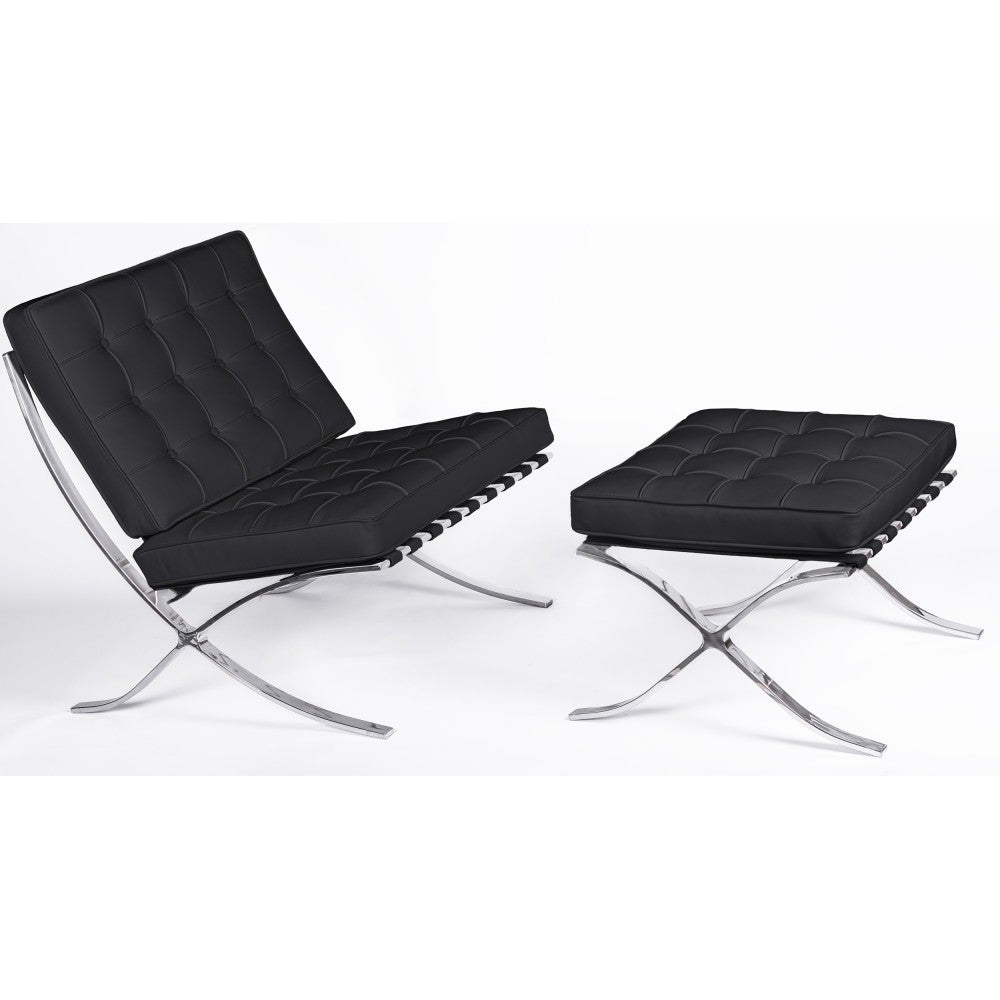 Sillón Barcelona HQ Con Otomana De Cuero Con Flores