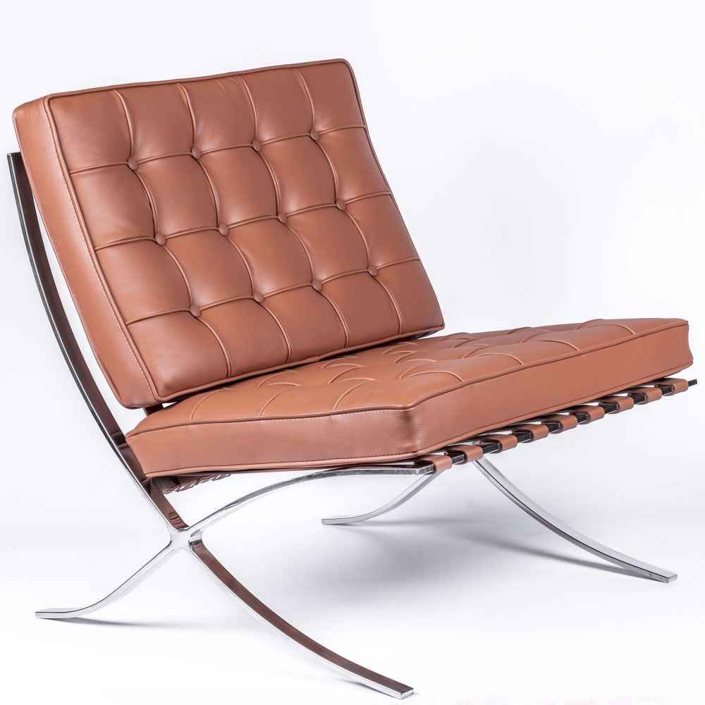 Silla de Cuero Barcelona Cognac - Estilo Contemporáneo