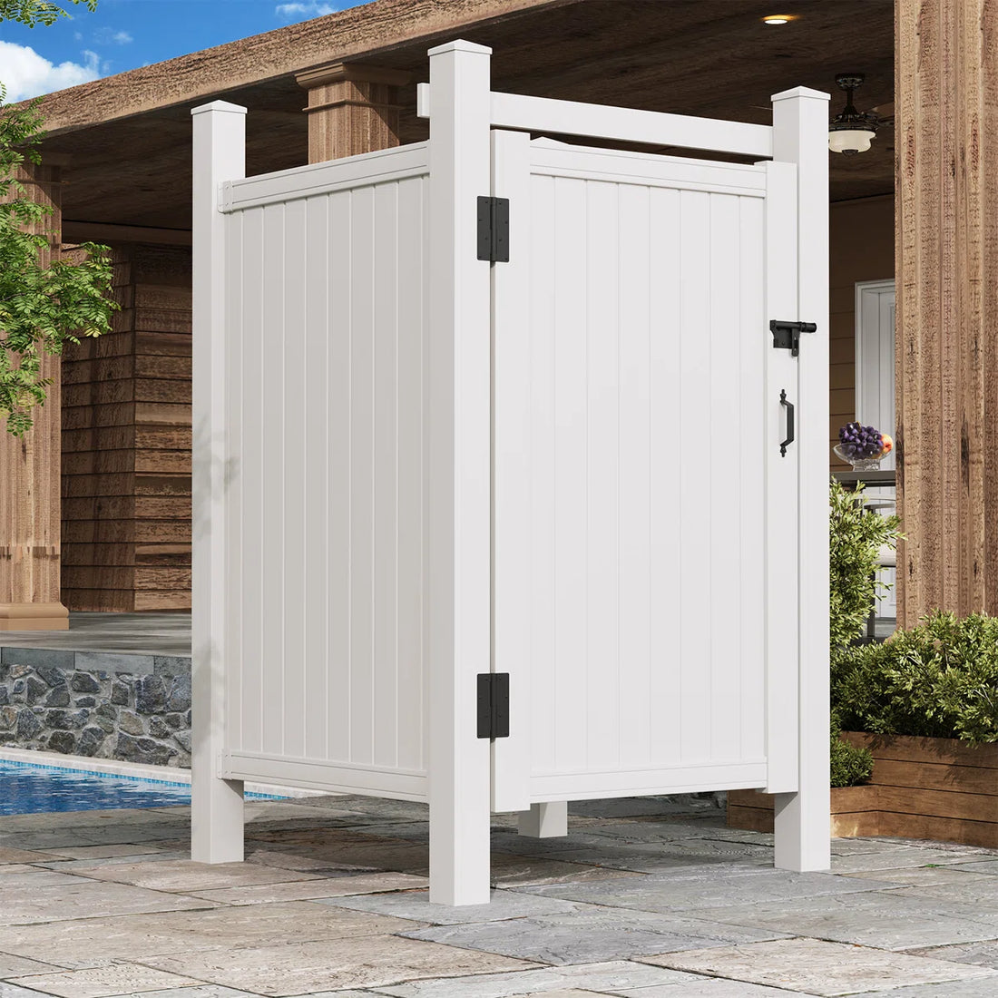 Cabina de Ducha Exterior de PVC Blanco