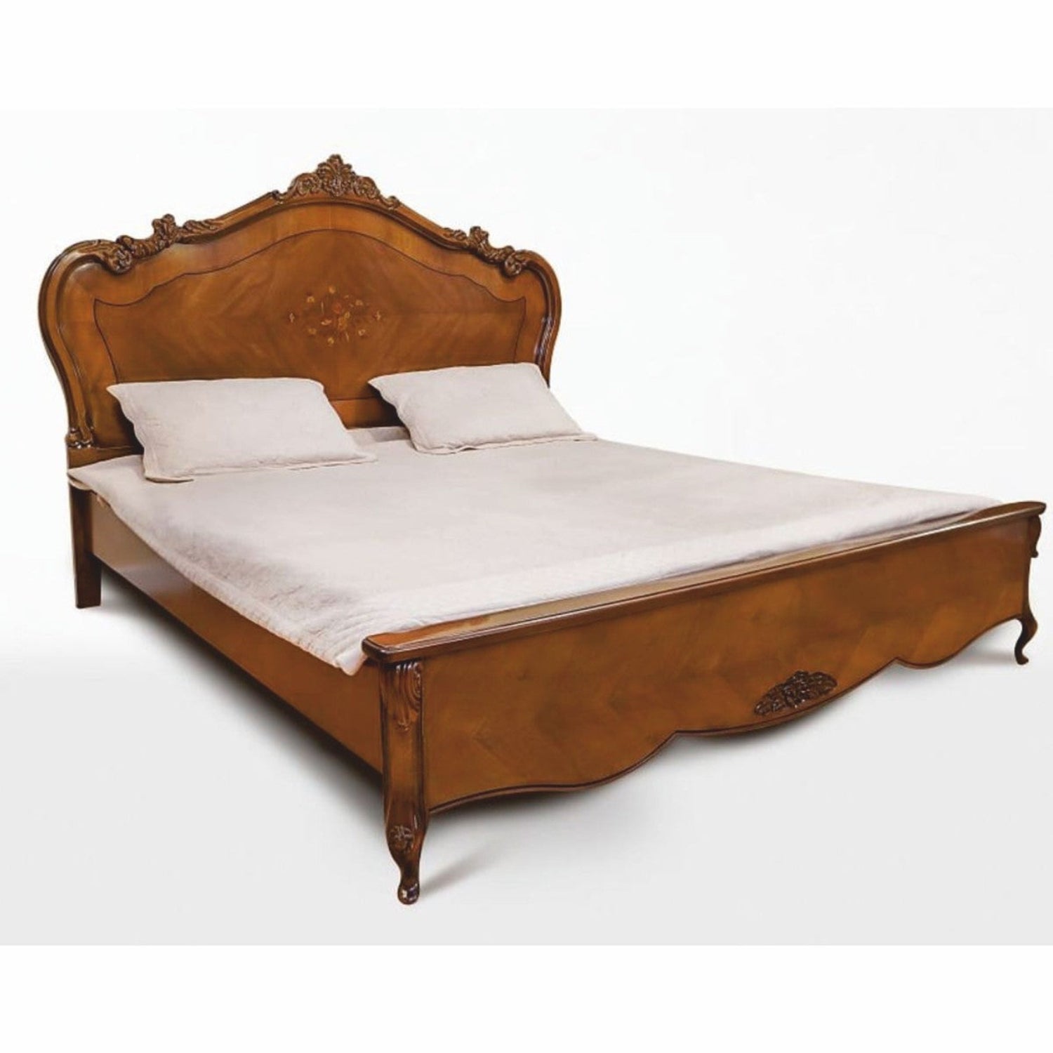 Cama doble barroca de lujo marrón Casa Padrino - Muebles de dormitorio de estilo barroco hechos a mano