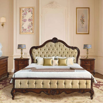 Casa Padrino cama doble barroca de lujo dorada / marrón oscuro - Muebles barrocos para dormitorio