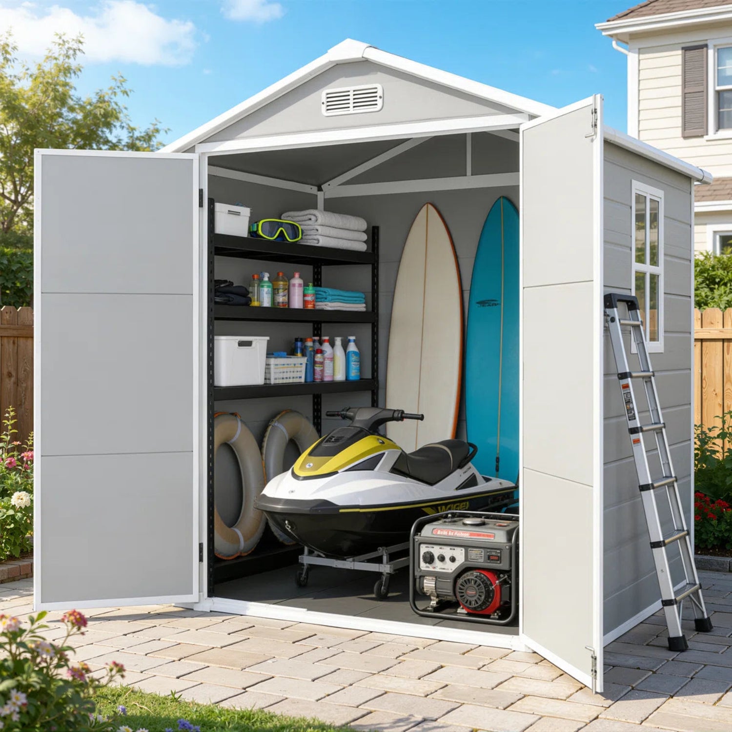 Caseta de jardín exterior 6x4 FT con suelo