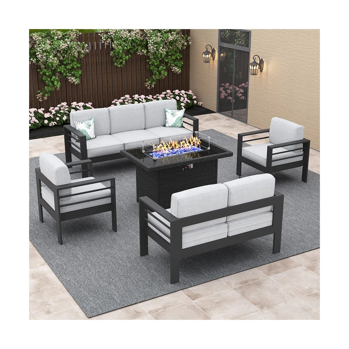 Refinado Mesa de Fuego Exterior Rectangular de Acero Inoxidable - Imagen 3
