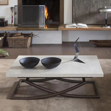 Mesa de centro convertible en mesa de comedor de madera Made in Italy-Aikido - Decoración Moderna