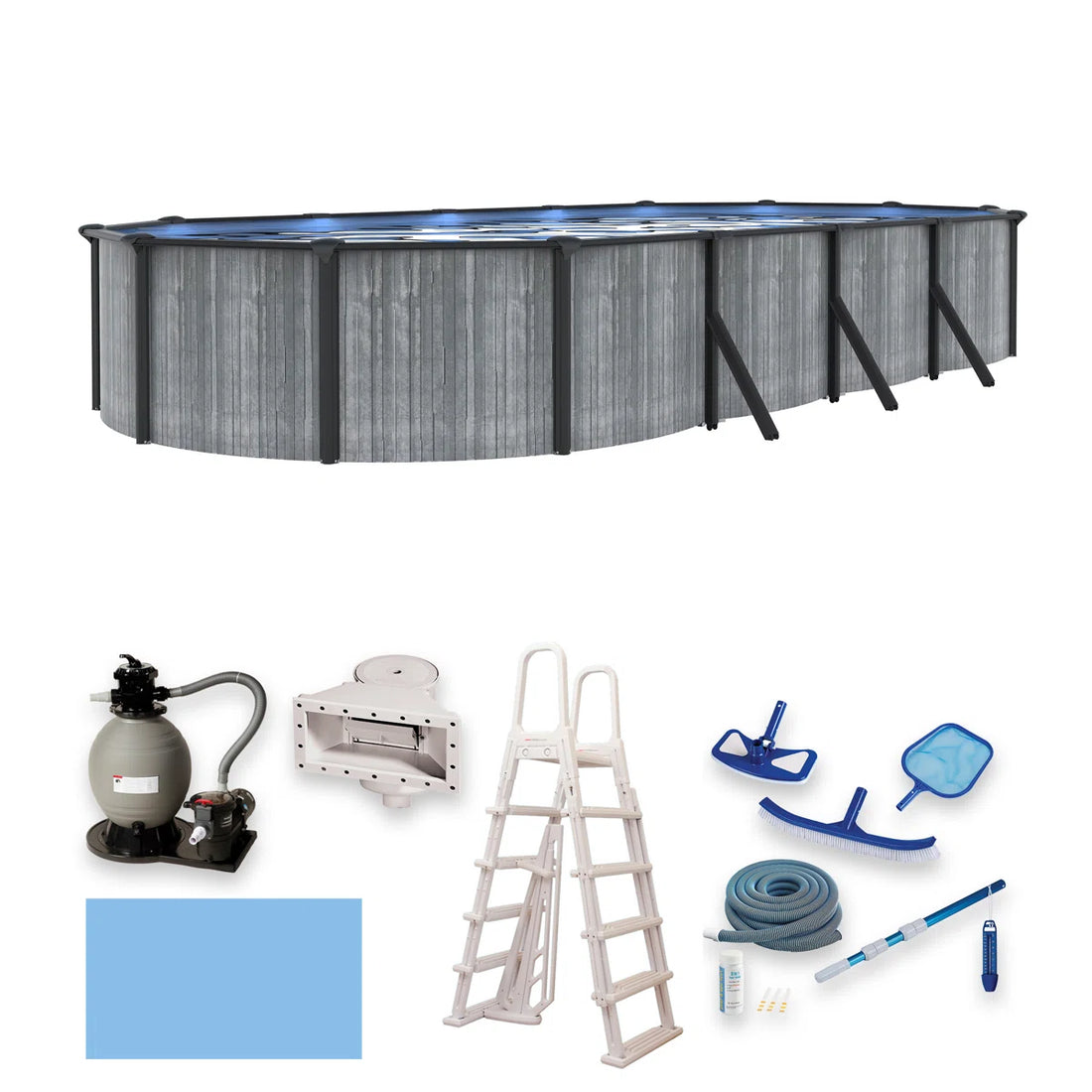 Lujoso Piscina elevada ovalada de acero