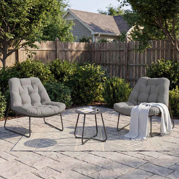 Conjunto de jardín 3 piezas: 2 sillones lounge + mesa auxiliar