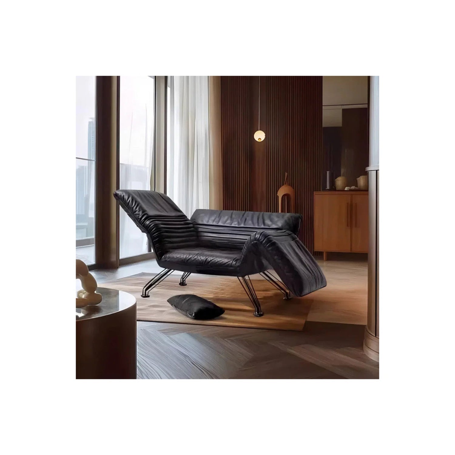 Sillón Lounge Reclinable de Cuero Genuino