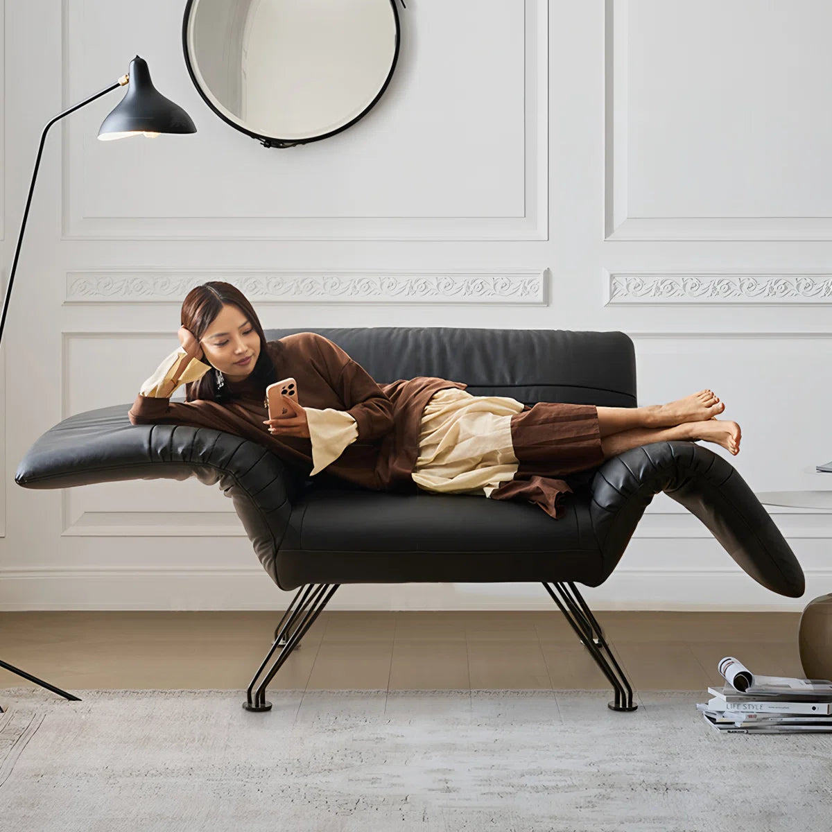 Sillón Lounge Reclinable de Cuero Genuino - Diseño Exclusivo - Imagen 2