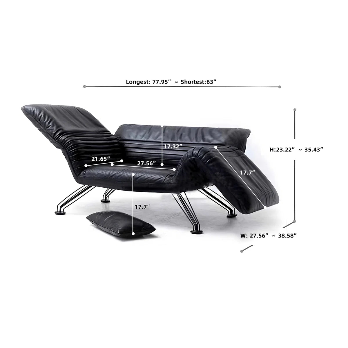 Sillón Lounge Reclinable de Cuero Genuino - Diseño Exclusivo - Imagen 3