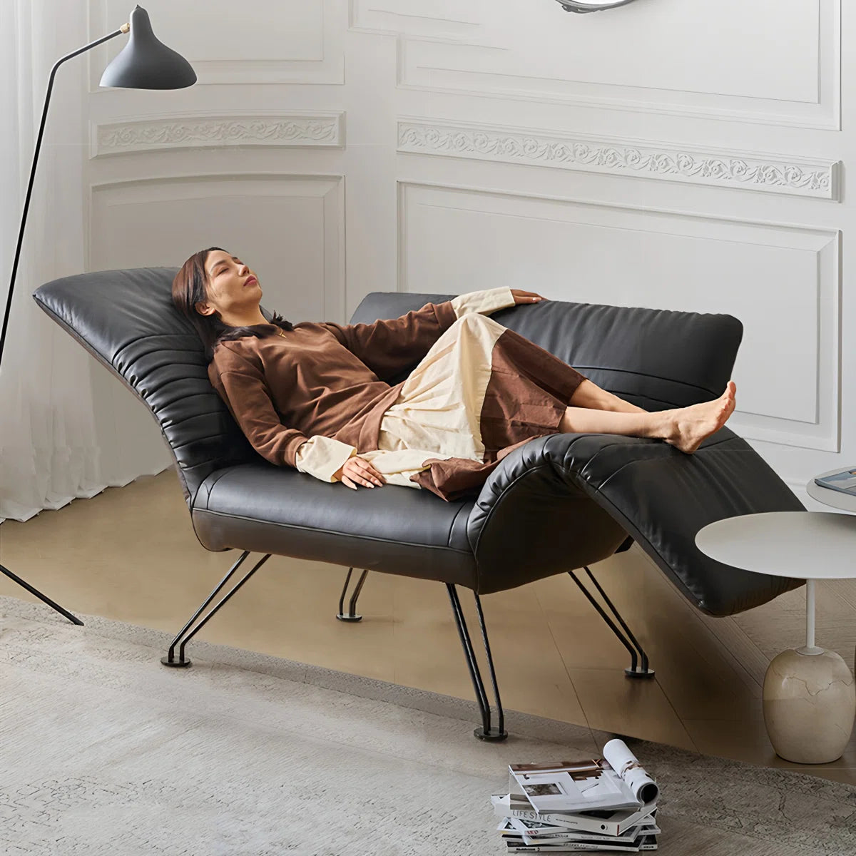 Sillón Lounge Reclinable de Cuero Genuino - Diseño Exclusivo - Imagen 4