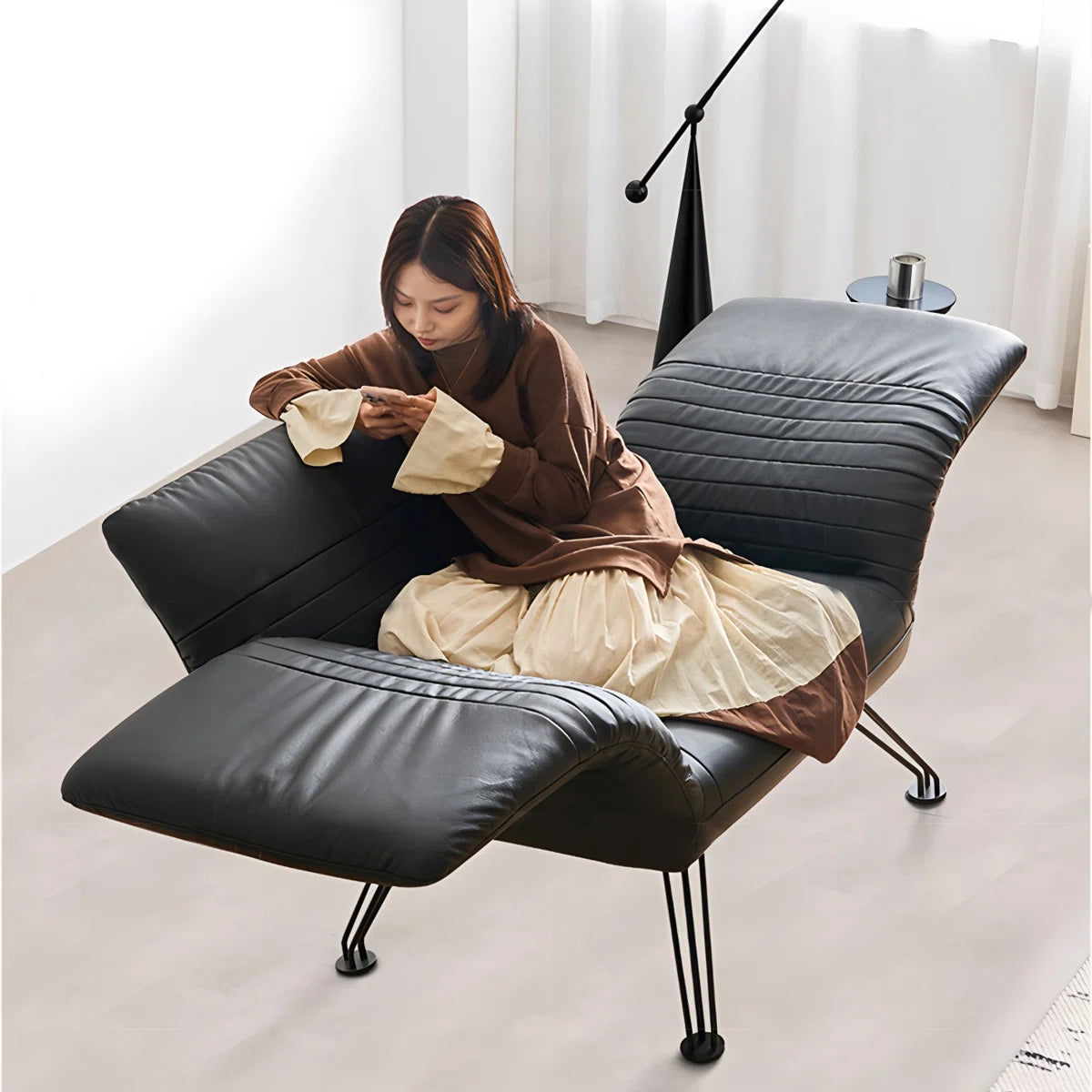 Sillón Lounge Reclinable de Cuero Genuino - Diseño Exclusivo - Imagen 5