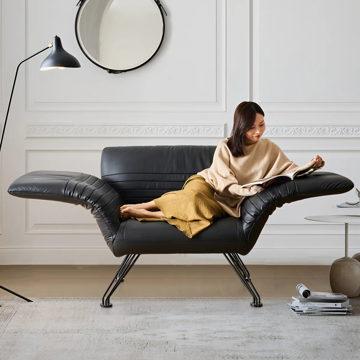 Sillón Lounge Reclinable de Cuero Genuino - Diseño Exclusivo - Imagen 6