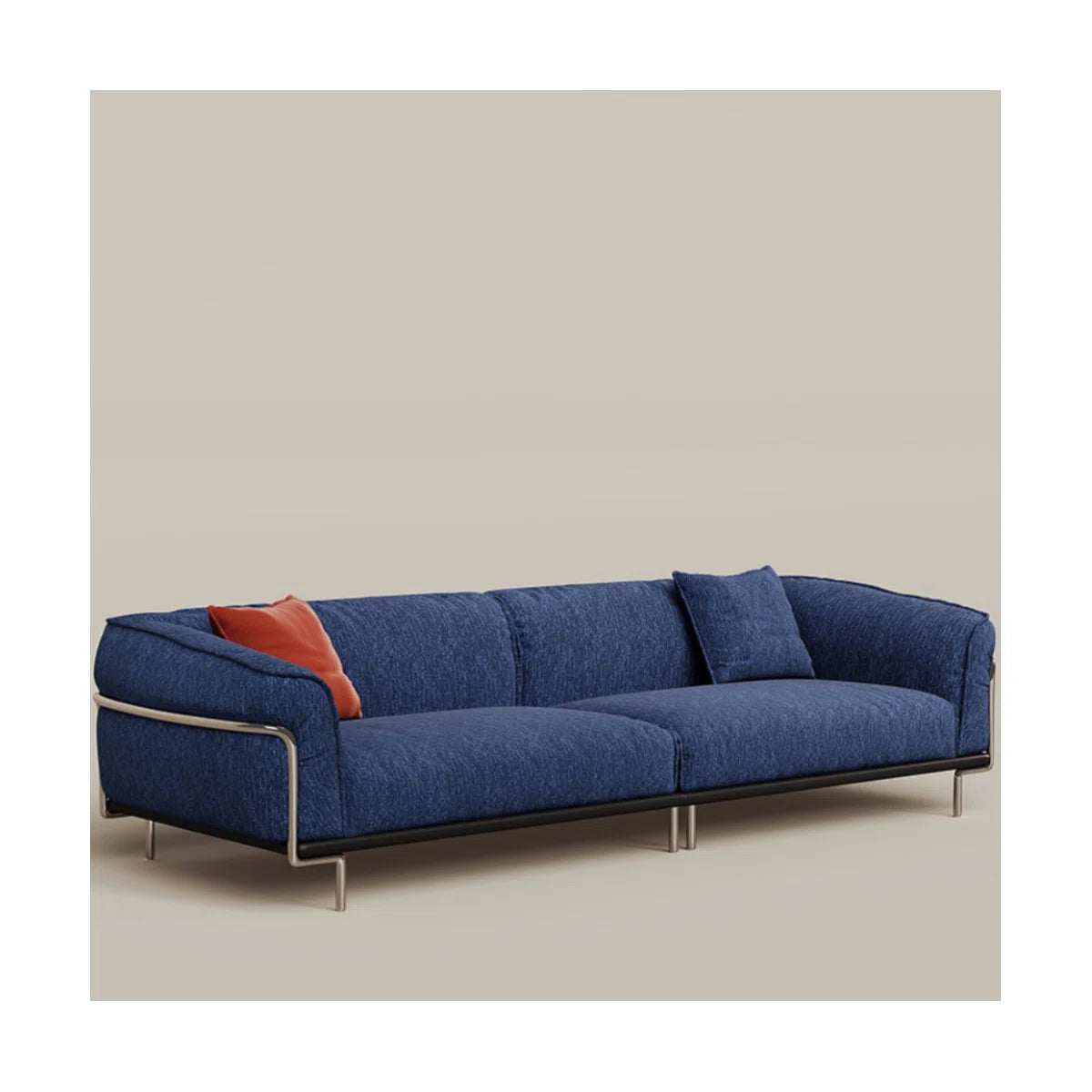 Sofá modular de 4 plazas en lino azul - Estilo Contemporáneo - Imagen 5
