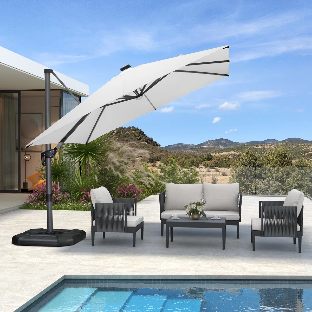 Sofisticado Parasol excéntrico cuadrado 3x3m - Alta Calidad - Imagen 5
