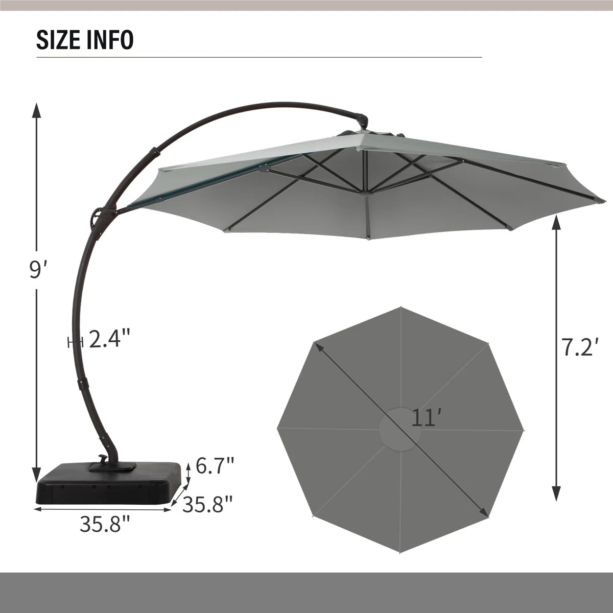 Lujoso Parasol excéntrico grande 360° - Imagen 2